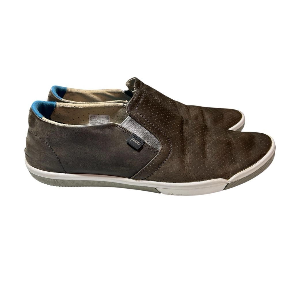 PLAE men’s Obsidian Marten leather slides on shoes size 9 brown